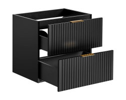 Badezimmer Set 3-teilig BLACKENED 60cm | inkl. Aufsatz-Waschbecken S/W | schwarz