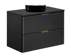 Badezimmer Set 3-teilig BLACKENED 80cm | Aufsatzbecken...