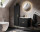 Badezimmer Waschplatz Blackened 80cm | Aufsatz-Waschbecken weiß | schwarz oak
