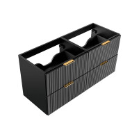 Bad Doppelwaschplatz Blackened 120cm | 2x Becken weiß 