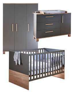 Babyzimmer Möbel-Set NOAH 3-teilig | pflegeleichte Oberflächen | Lava-matt Eiche