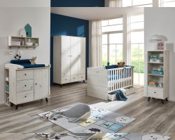 Babyzimmer Möbel-Set MATTIA 2-teilig | haptische Holz-Dekor Oberflächen | weiß-eiche