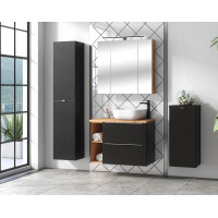 Badezimmer Waschplatz CAPRI 80cm | Unterbau +Regal | schwarz