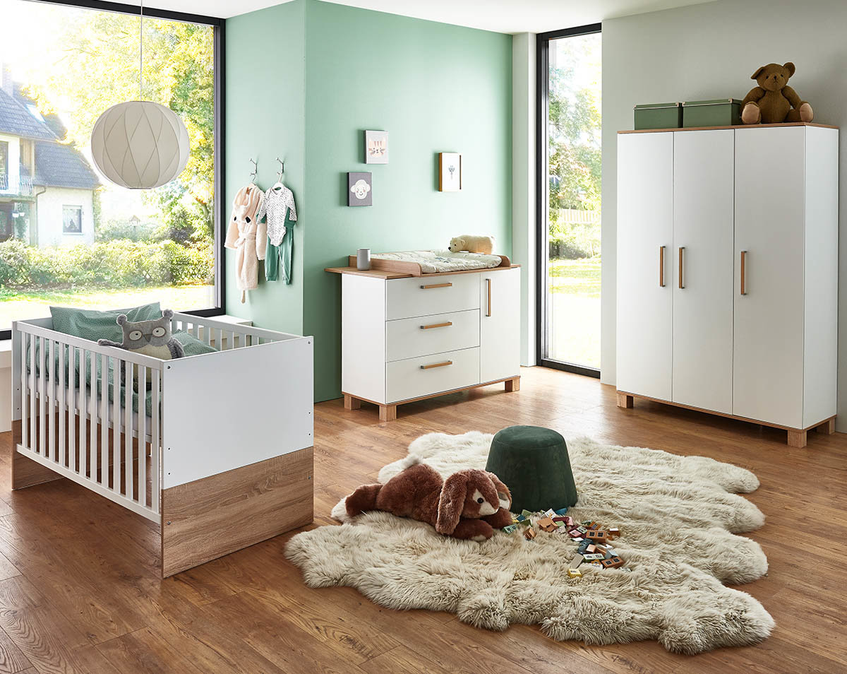 Möbel-Set weiß-eiche TIANA | 3-teilig Babyzimmer