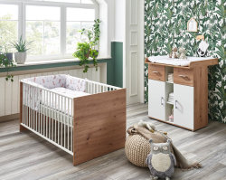 Babyzimmer Wickelkommode MILLIE | Trenddesign Artisan-Eiche | weiß-eiche