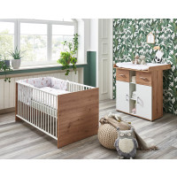 Babyzimmer Wickelkommode MILLIE | Trenddesign Artisan-Eiche | weiß-eiche