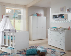 Babyzimmer Wandregal ELIAS | MDF-Fronten und Türdämpfung | weiß