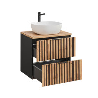 Bad Waschplatz Tribune 60cm | Aufsatzbecken | Schwarz -...
