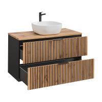Bad Waschplatz Tribune 100cm | Aufsatzbecken | Schwarz -...