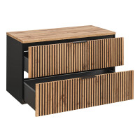 Bad Waschplatz Tribune 100cm | zum Unterbau | Schwarz -...
