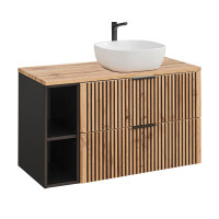 Bad Waschplatz Tribune 100cm | Ub Regalfach | Schwarz - Wota