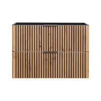 Bad Waschplatz Tribune 100cm | Ub Regalfach | Schwarz - Wota