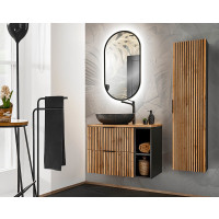 Bad Set 3-teilig TRIBUNE 80cm | Regal Becken blk | Black-...