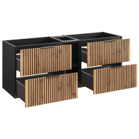 Doppel Waschplatz Tribune 140cm | 2x Becken | Schwarz -...