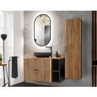 Bad Hochschrank Tribune | 1-türig 140cm hoch | Schwarz 