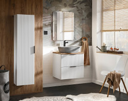 Badezimmer Waschplatz Blanchette 80cm | mit Regalfach | weiß-eiche
