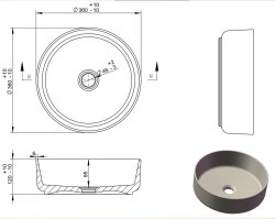 Aufsatz-Waschbecken Bath-O-Line 36x36cm | Keramik rund | weiß