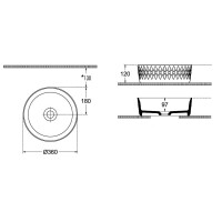 Aufsatz-Waschbecken Bath-O-Line 36x36cm | Rautenmuster | sch