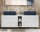 Badezimmer Waschplatz VITTAVLA 140cm | Aufsatzbecken blau | matt-weiß