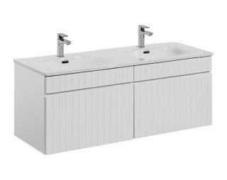 Badezimmer Waschplatz VITTAVLA 120cm | Doppelwaschbecken | matt-weiß