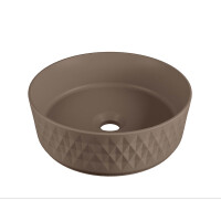 Aufsatz-Waschbecken Bath-O-Line 36x36cm | Rautenmuster | taupe-matt