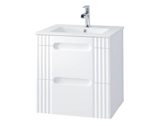 Badezimmer Waschplatz Frasciati 60cm | Einbau-Waschbecken | weiß-eiche