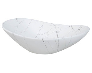 Aufsatz-Waschbecken 61cm marmoriert | Keramik Schale | weiß