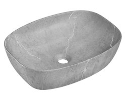 Aufsatz-Waschbecken 50cm marmoriert | Keramik Schale | grau
