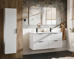 Badezimmer Set 2-teilig Blanchette 60cm | Keramikbecken | weiß-eiche