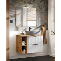 Badezimmer Set 2-teilig Blanchette 80cm | Becken & Regal | weiß-eiche