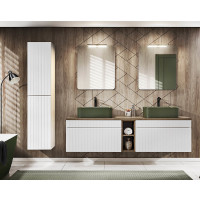 Badezimmer VITTAVLA 180cm Set 4-tlg. | Aufsatzbecken grün | matt-weiß