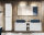 Badezimmer VITTAVLA 180cm Set 4-tlg. | Aufsatzbecken Keramik blau | matt-weiß
