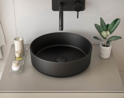 Aufsatz-Waschbecken Bath-O-Line 36x36cm | Keramik rund | schwarz-matt