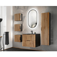 Bad Set 6-teilig TRIBUNE 80cm | Einbaubecken blk | Black - Wotan-Eiche