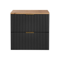 Badezimmer Waschplatz Blackened 80cm | Becken black rund | s