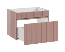 Badezimmer Waschplatz ROSINA 60cm | mit marmoriertem Aufsatzbecken | rosé-weiß