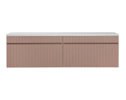 Badezimmer Waschplatz ROSINA 160cm | mit marmorierten Aufsatzbecken | rosé-weiß