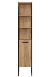 Badezimmer Stand-Hochschrank Brooklyn 185cm hoch | Goldeiche-schwarz