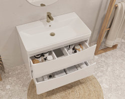 Badezimmer Stand-Waschplatz GRANARO 60cm | mit Einbaubecken | weiß