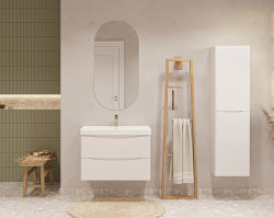 Badezimmer Waschplatz GRANARO 80cm hängend | mit Einbaubecken | weiß