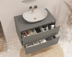 Badezimmer Stand-Waschplatz GRANARO 50cm | mit Einbaubecken | grau