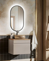 Badezimmer Waschplatz KARATA 140cm | Aufsatzbecken beige | kaschmir grey
