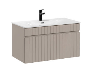 Badezimmer Waschplatz KARATA 80cm | Einbaubecken weiß | kaschmir grey