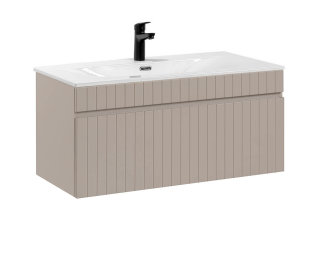 Badezimmer Waschplatz KARATA 100cm | Einbaubecken weiß | kaschmir grey