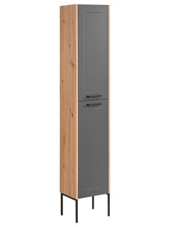 Badezimmer Hochschrank MADERA 2-türig 170cm Höhe | graphitgrau-eiche