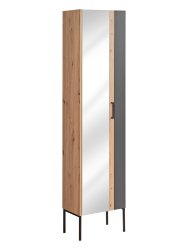 Badezimmer Hochschrank MADERA mit Spiegeltüre | graphitgrau-eiche