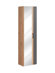 Badezimmer Hochschrank MADERA mit Spiegeltüre | graphitgrau-eiche