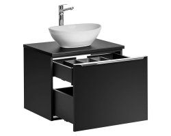 Badezimmer Waschplatz  NOIRETTE 60cm | Aufsatz-Schale | schwarz matt