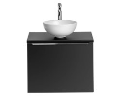 Badezimmer Waschplatz NOIRETTE 60cm | Aufsatz-Becken | schwarz matt