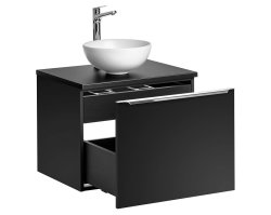 Badezimmer Waschplatz NOIRETTE 60cm | Aufsatz-Becken | schwarz matt
